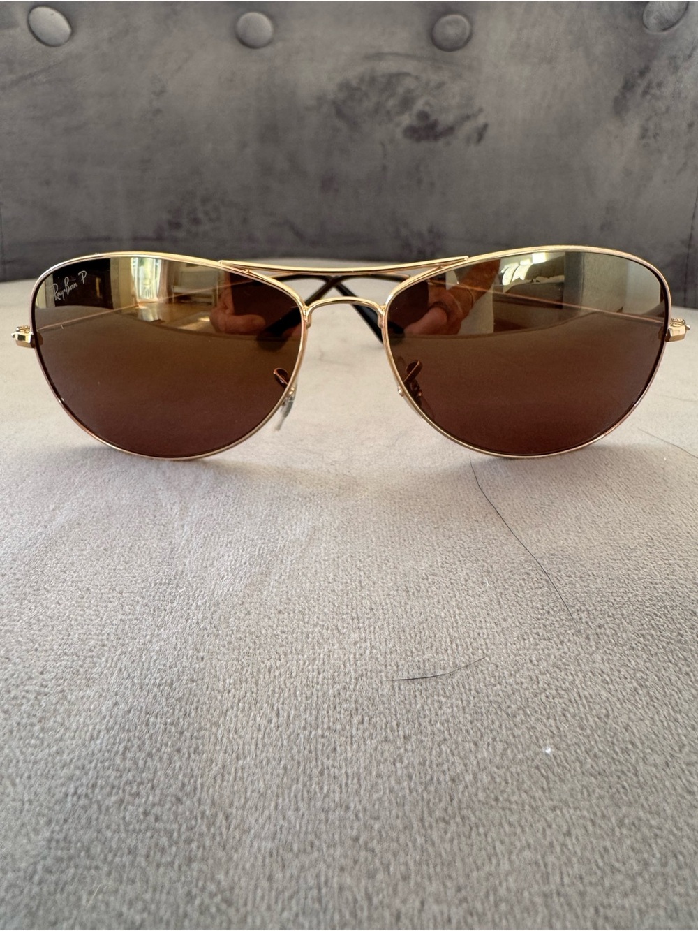 Ray-Ban Gold Frame Sunglasses with Brown Lenses
